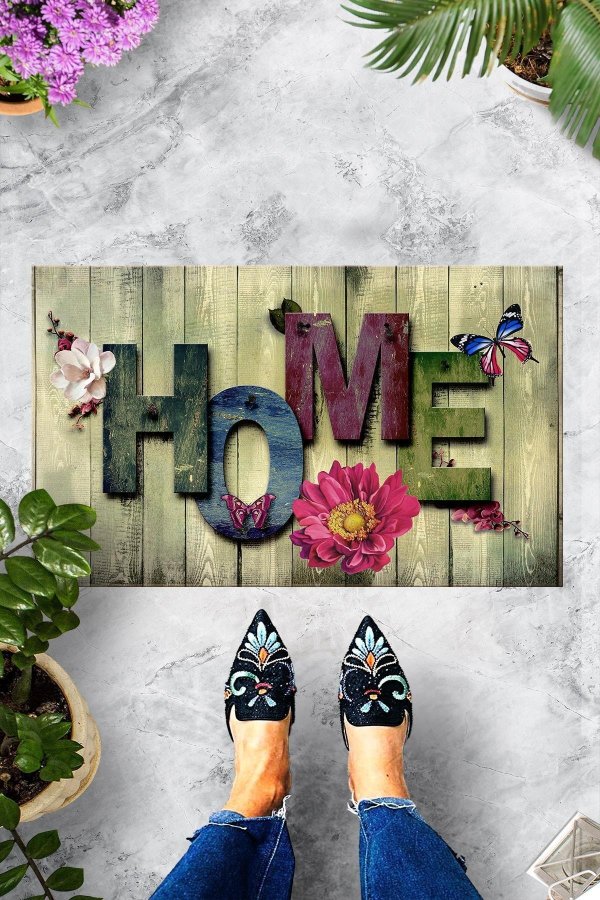 TEPPI Sagomato drmatte med mnster, rektangulr - flerfarget PVC (60x40)