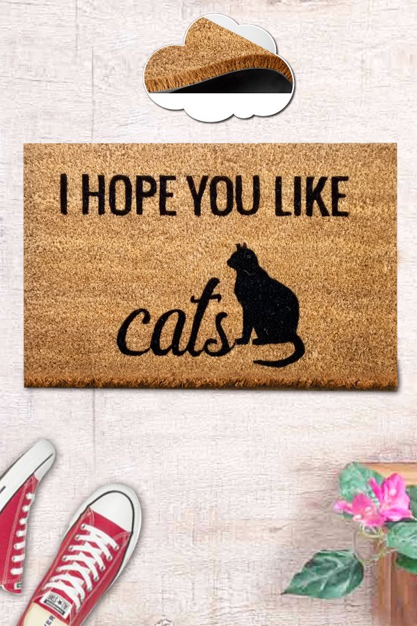 TEPPI Coco You Like Cats drmtte m. mnster, rektangulr - multifarvet coir (60x40)