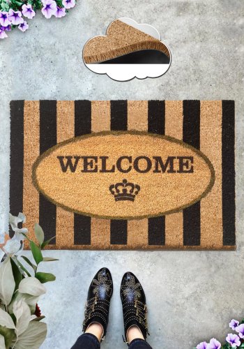 TEPPI Rigel Coco drmatte med mnster, rektangulr - flerfarget kokosntt (60x40)