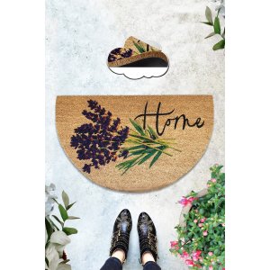 TEPPI Joven Coco drmtte m. mnster, halvrund - multifarvet kokos (75x45)