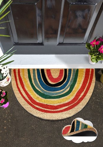 TEPPI Porque Coco drmtte m. mnster, halvrund - multifarvet kokos (75x45)