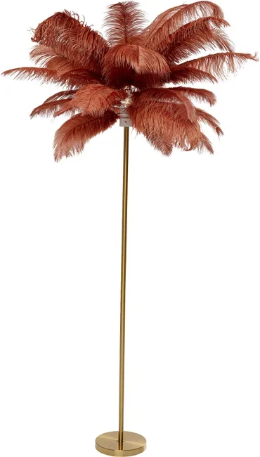 KARE DESIGN Feather Palm gulvlampe - rustrd strudsefjer og messing stl