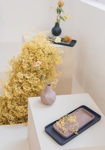 ZUIVER Rebel-brett, rektangulrt - rosa og bltt aluminium (sett med 2)