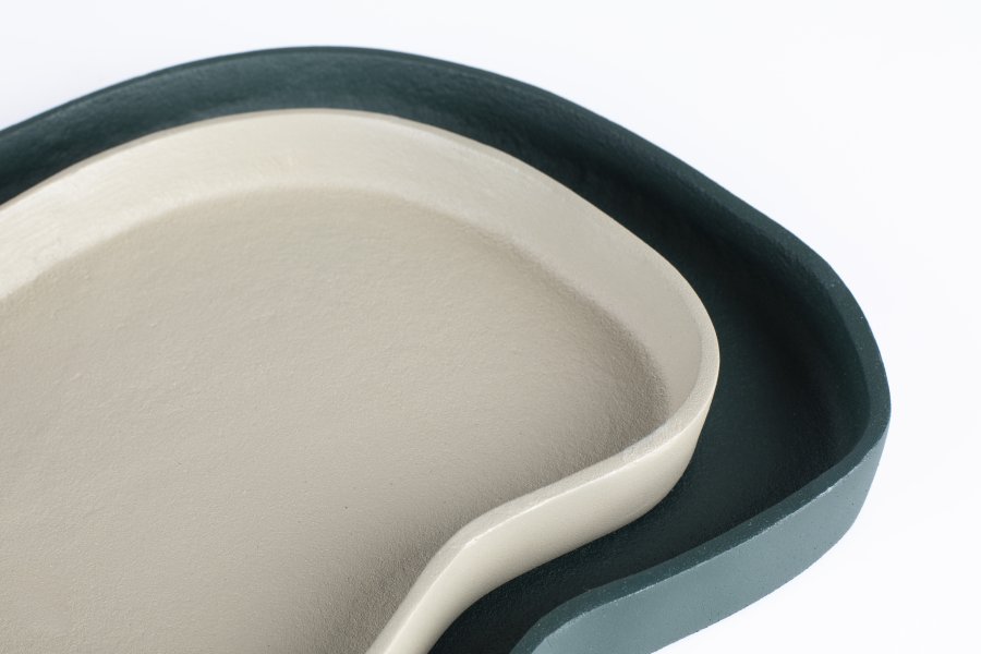 ZUIVER Revolt-brett, kologisk - elfenben og grnn aluminium (sett med 2)