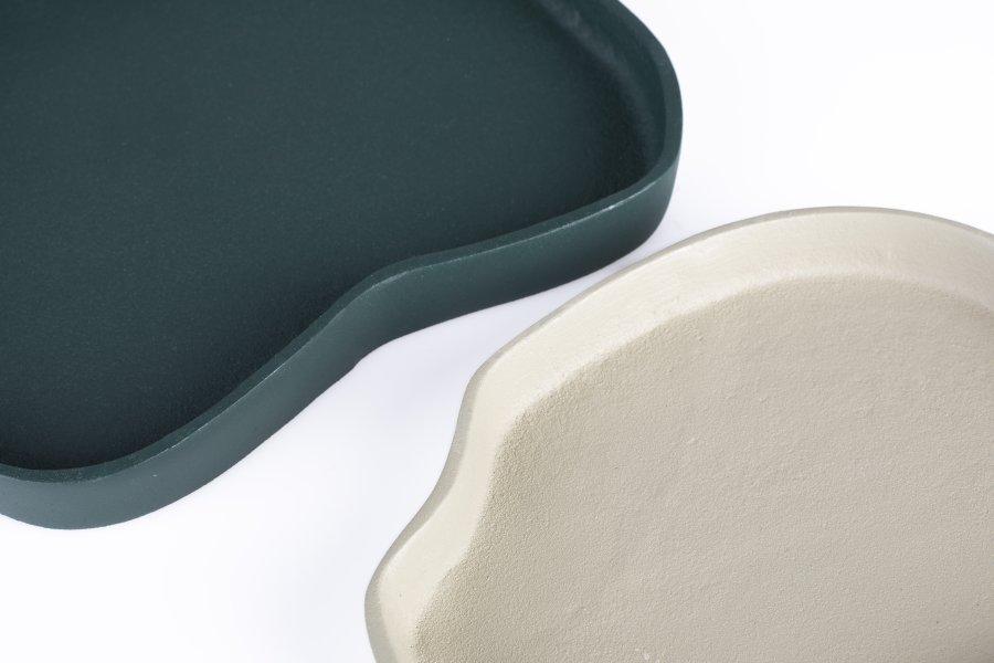 ZUIVER Revolt-brett, kologisk - elfenben og grnn aluminium (sett med 2)