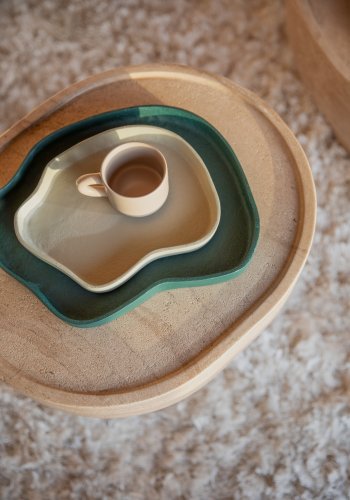 ZUIVER Revolt-brett, kologisk - elfenben og grnn aluminium (sett med 2)