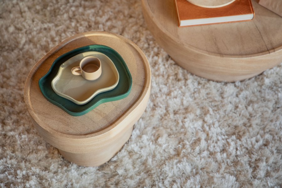 ZUIVER Revolt-brett, kologisk - elfenben og grnn aluminium (sett med 2)