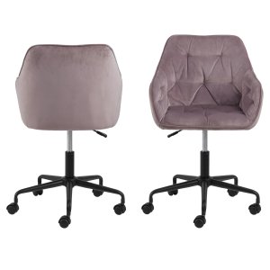 ACT NORDIC Brooke skrivebordsstol, med armlener - stvete rosa polyester og sort metall