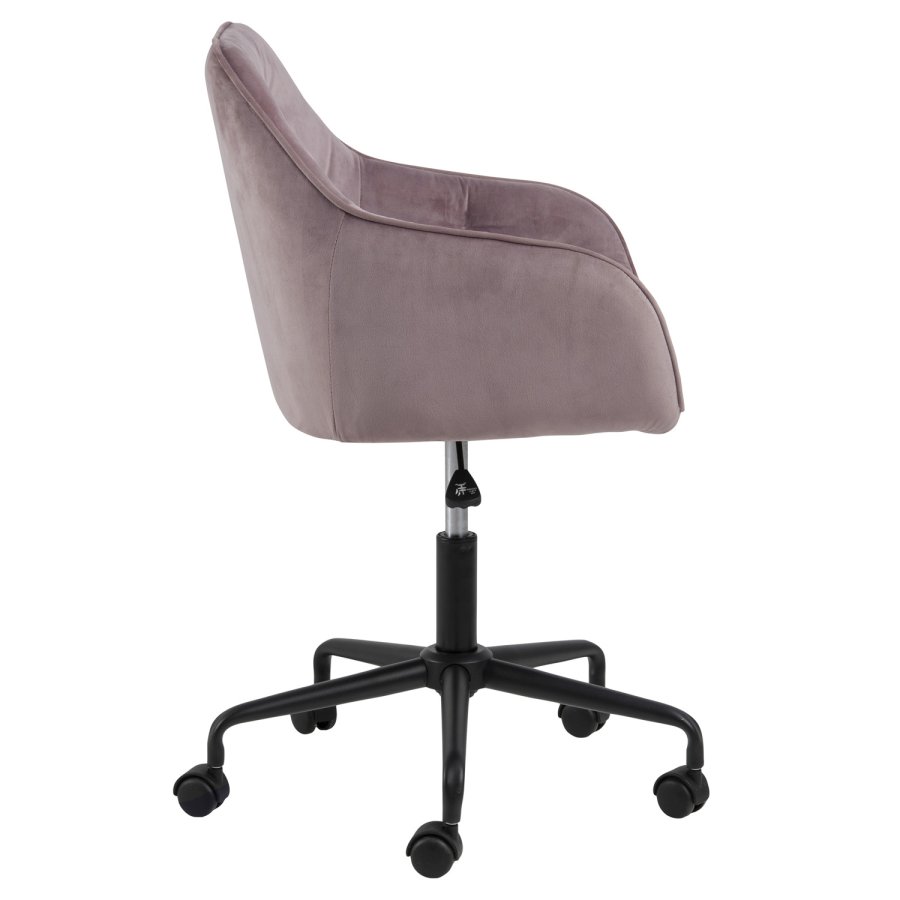 ACT NORDIC Brooke Schreibtischstuhl, mit Armlehnen – staubrosa Polyester und schwarzes Metall
