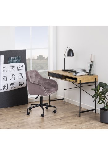 ACT NORDIC Brooke Schreibtischstuhl, mit Armlehnen – staubrosa Polyester und schwarzes Metall