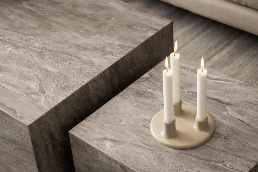 ACT NORDIC Dice soffbord, rektangulärt/fyrkantigt - grtt papper med River-marmormönster (set om 2)