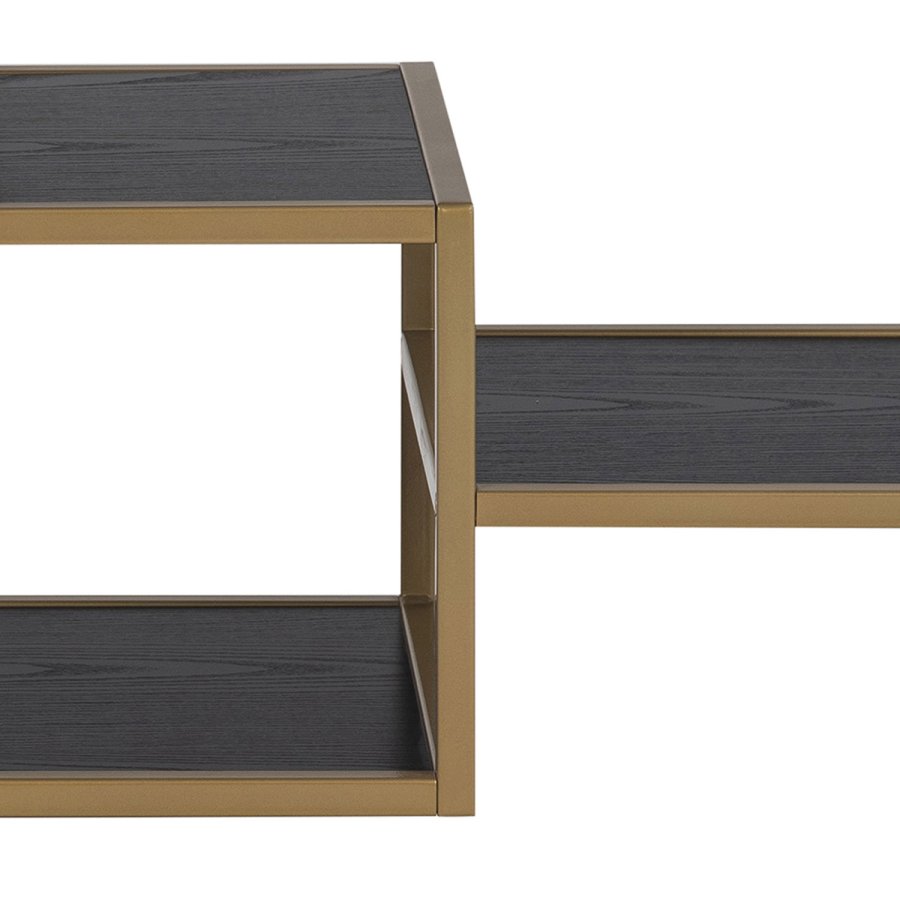 ACT NORDIC Seaford bogreol - sort melamin ask og guld metal(H:78cm x114cm x cm)