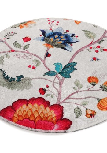 TEPPI Arya gulvtppe m. mnster, rund - multifarvet polyester (100)