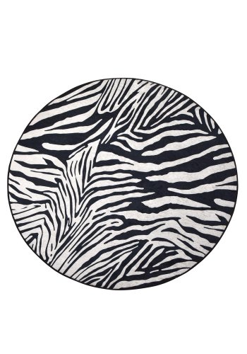 TEPPI Zebra gulvtppe m. mnster, rund - multifarvet polyester (140)