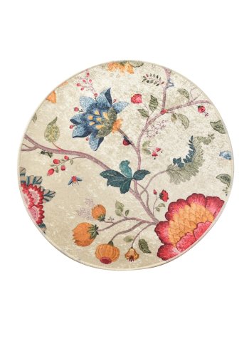 TEPPI Arya gulvtppe m. mnster, rund - multifarvet polyester (140)