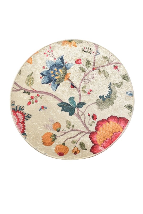 TEPPI Arya gulvtppe m. mnster, rund - multifarvet polyester (140)