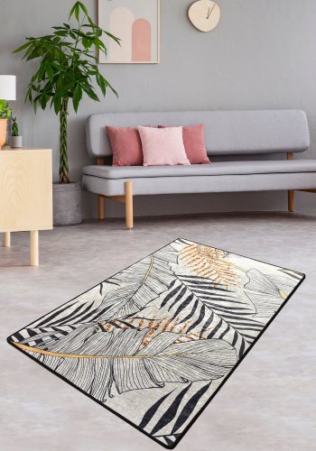 TEPPI Herbal gulvtppe m. mnster, rektangulr - multifarvet polyester (140x190)