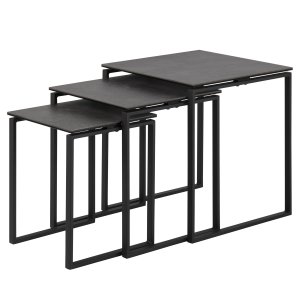 ACT NORDIC Katrine Sidobord - Svart Glas / Keramik och Svart Metall (Set om 3 cm)