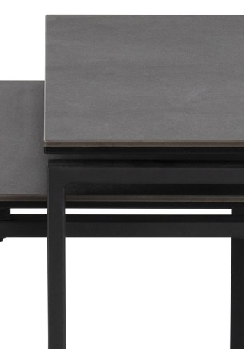 ACT NORDIC Katrine Satztische – schwarzes Glas/Keramik und schwarzes Metall (3er-Set)