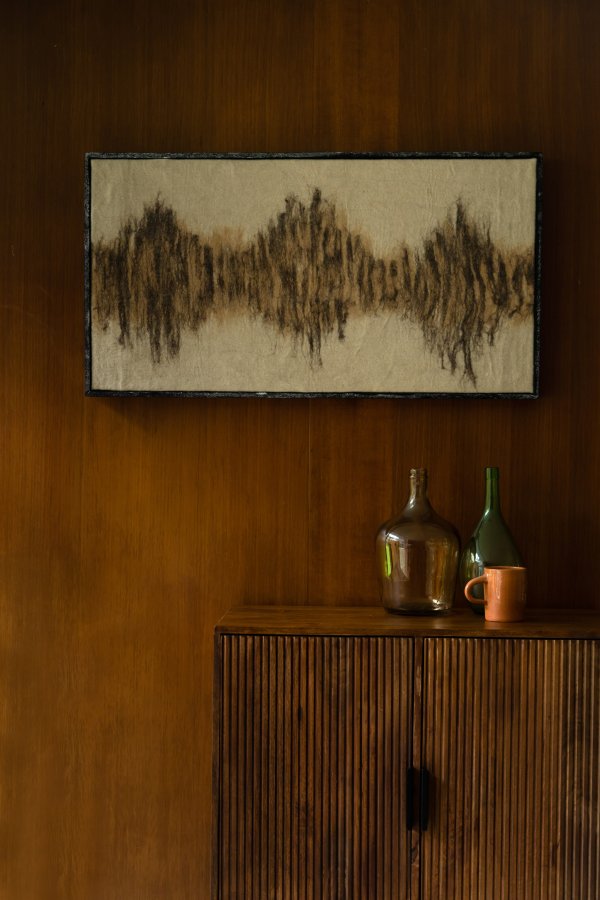 DUTCHBONE Wangdi veggdekorasjon, rektangulr - beige ull og mangotre (99x53)