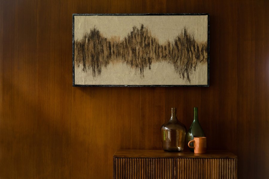 DUTCHBONE Wangdi veggdekorasjon, rektangulr - beige ull og mangotre (99x53)