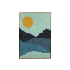 DUTCHBONE Gandhi väggdekoration, rektangulär - bl/flerfärgad ull och mangoträ (100x70)