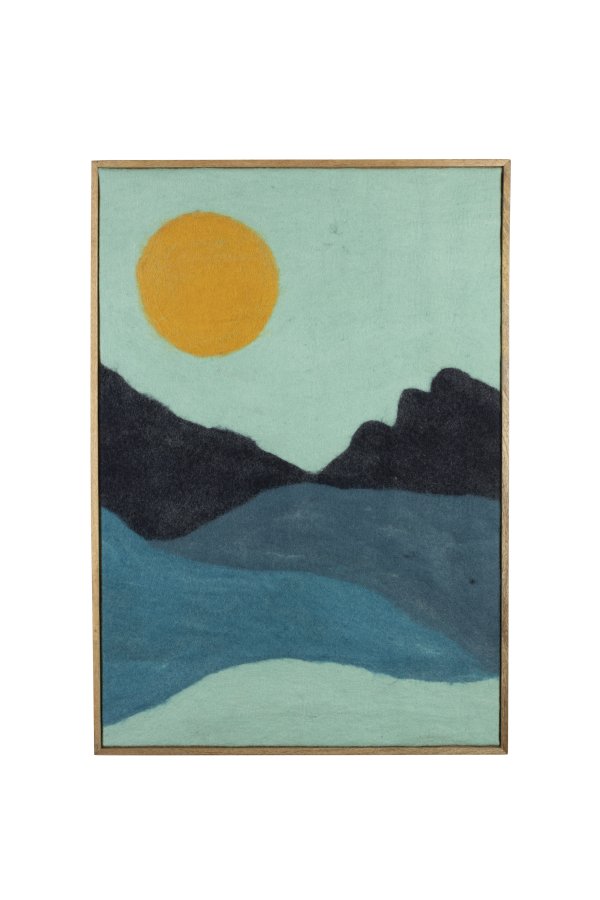 DUTCHBONE Gandhi veggdekorasjon, rektangulr - bl/flerfarget ull og mangotre (100x70)