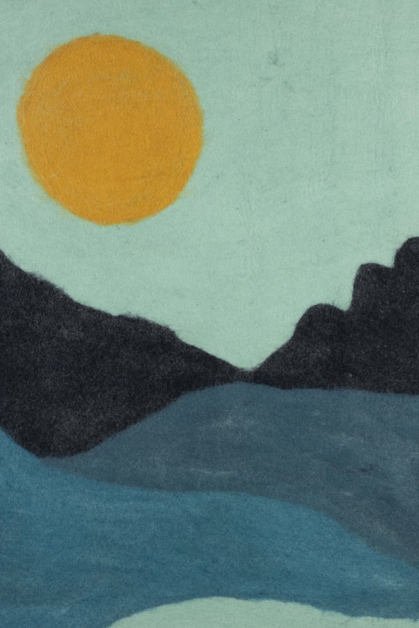 DUTCHBONE Gandhi veggdekorasjon, rektangulr - bl/flerfarget ull og mangotre (100x70)