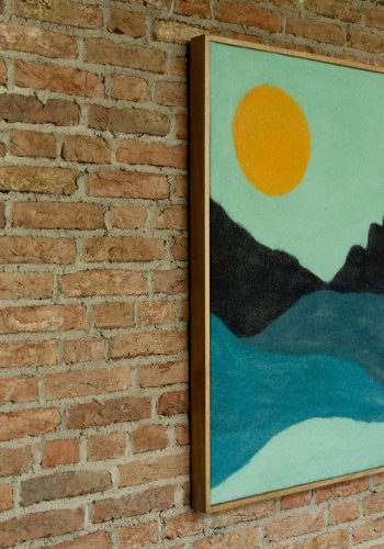 DUTCHBONE Gandhi veggdekorasjon, rektangulr - bl/flerfarget ull og mangotre (100x70)