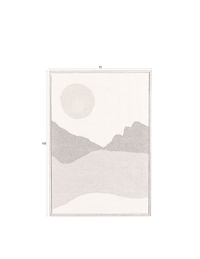 DUTCHBONE Gandhi veggdekorasjon, rektangulr - bl/flerfarget ull og mangotre (100x70)