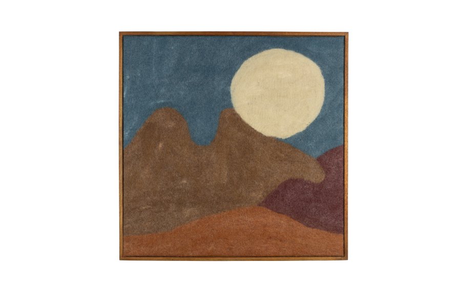DUTCHBONE Chandra Wanddekoration, quadratisch – blau/mehrfarbige Wolle und Mangoholz (74 x 74)
