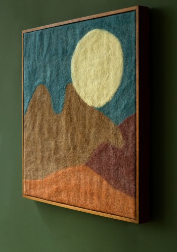 DUTCHBONE Chandra Wanddekoration, quadratisch – blau/mehrfarbige Wolle und Mangoholz (74 x 74)