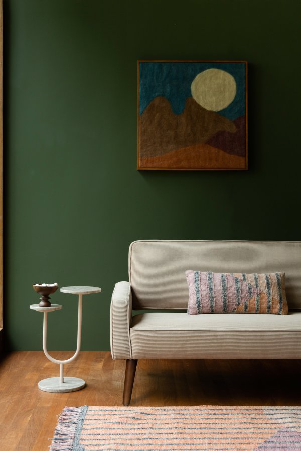 DUTCHBONE Chandra Wanddekoration, quadratisch – blau/mehrfarbige Wolle und Mangoholz (74 x 74)