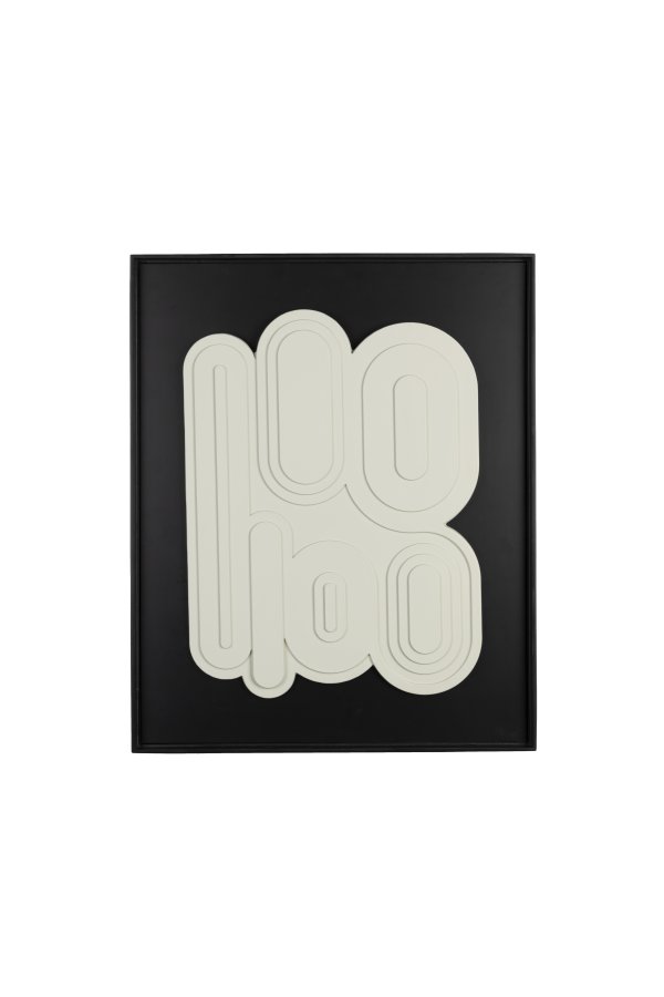 ZUIVER August veggdekorasjon 3D, rektangulr - hvit gips og svart treramme (64x52)