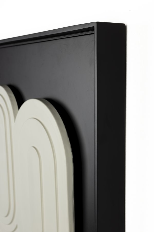 ZUIVER August veggdekorasjon 3D, rektangulr - hvit gips og svart treramme (64x52)