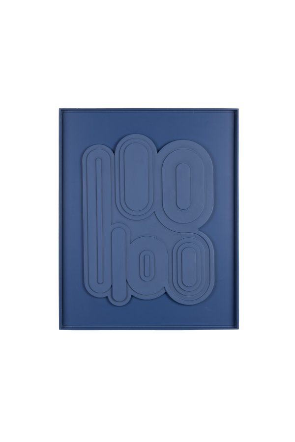 ZUIVER August veggdekorasjon 3D, rektangulr - bl gips og bl treramme (64x52)