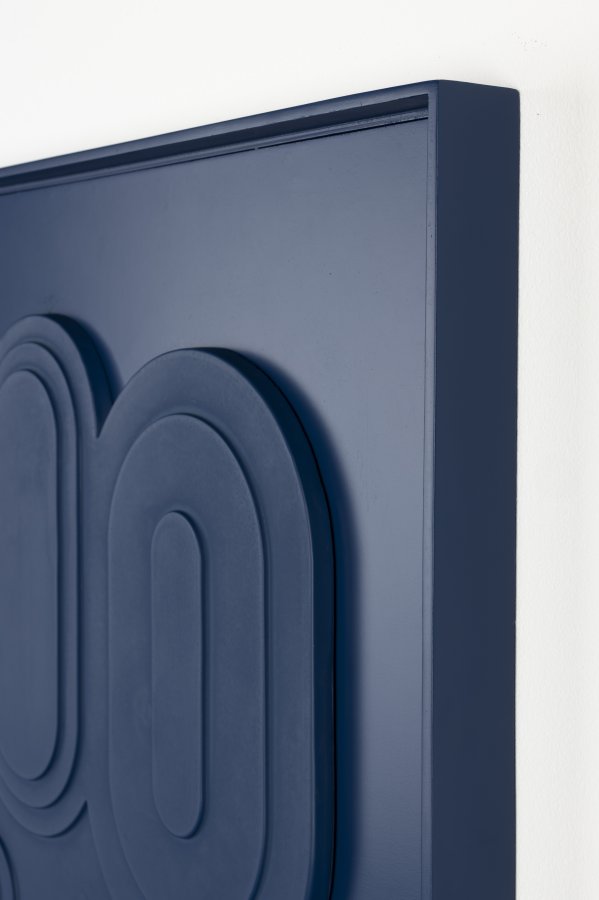 ZUIVER August veggdekorasjon 3D, rektangulr - bl gips og bl treramme (64x52)