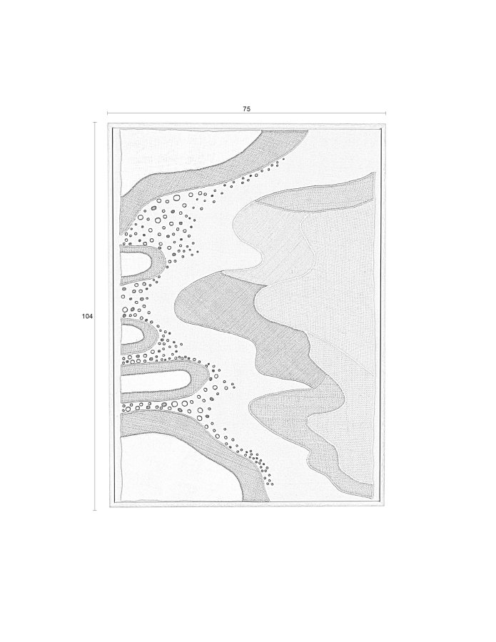 ZUIVER Kystveggdekorasjon, rektangulr - flerfarget stoff og mangotre (104x75)