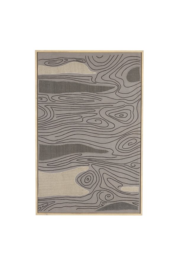 ZUIVER Grunn veggdekorasjon, rektangulr - flerfarget stoff og mangotre (104x68)