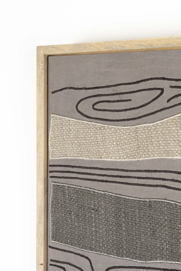 ZUIVER Grunn veggdekorasjon, rektangulr - flerfarget stoff og mangotre (104x68)