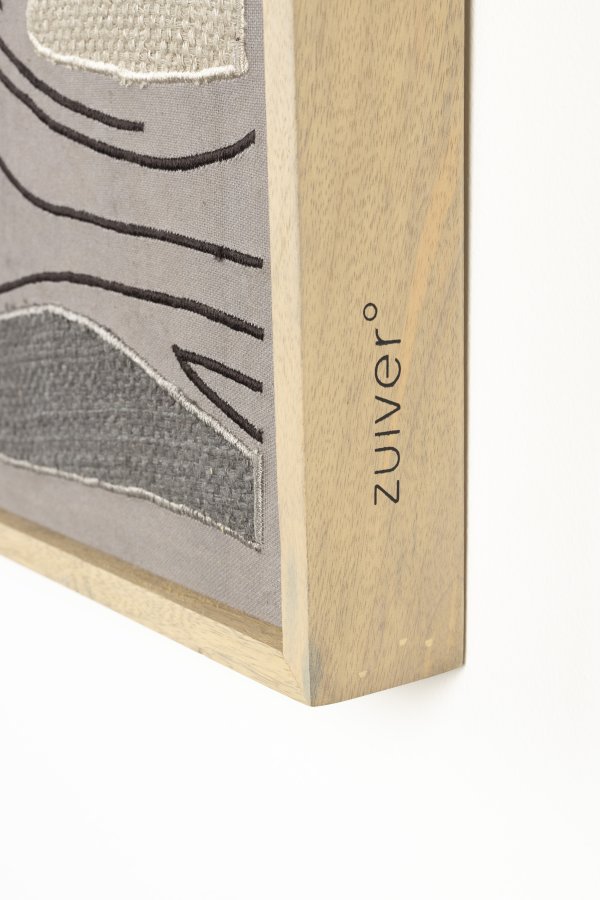 ZUIVER Grunn veggdekorasjon, rektangulr - flerfarget stoff og mangotre (104x68)