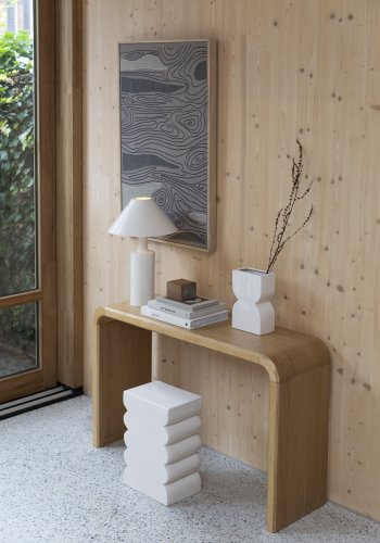 ZUIVER Grunn veggdekorasjon, rektangulr - flerfarget stoff og mangotre (104x68)