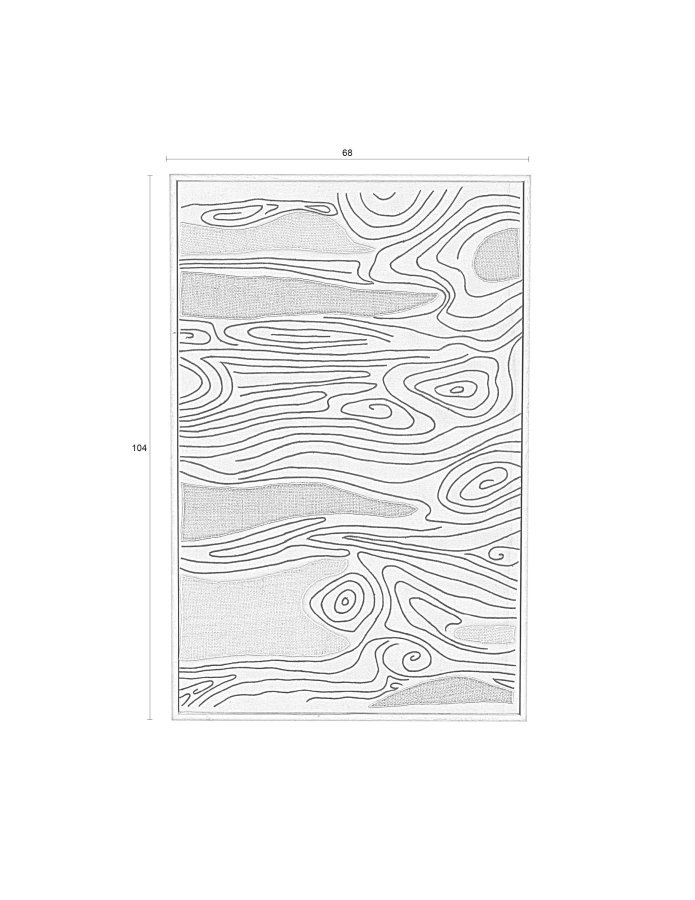 ZUIVER Grunn veggdekorasjon, rektangulr - flerfarget stoff og mangotre (104x68)