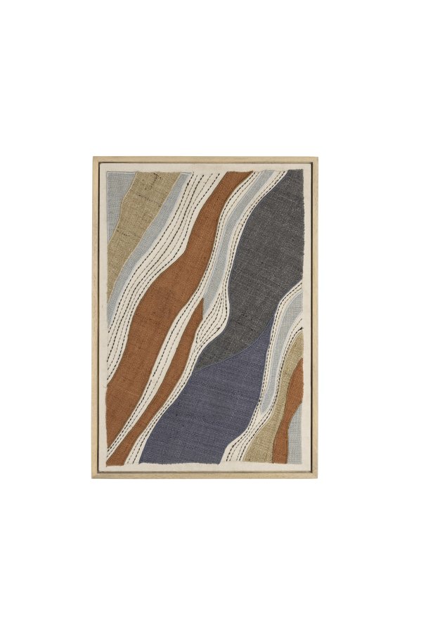 ZUIVER Move väggdekoration, rektangulär - flerfärgat tyg och mangoträ (68x48)