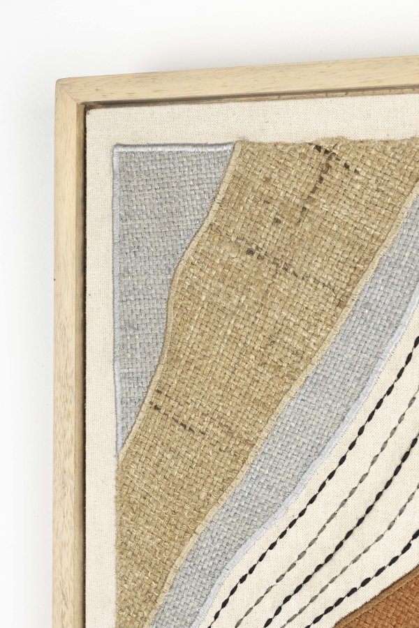 ZUIVER Move väggdekoration, rektangulär - flerfärgat tyg och mangoträ (68x48)