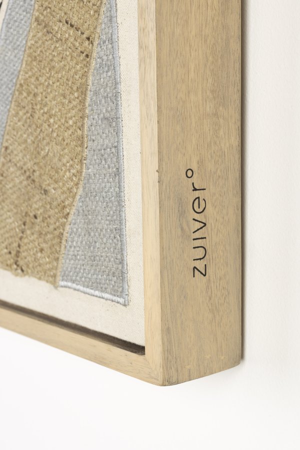 ZUIVER Move väggdekoration, rektangulär - flerfärgat tyg och mangoträ (68x48)