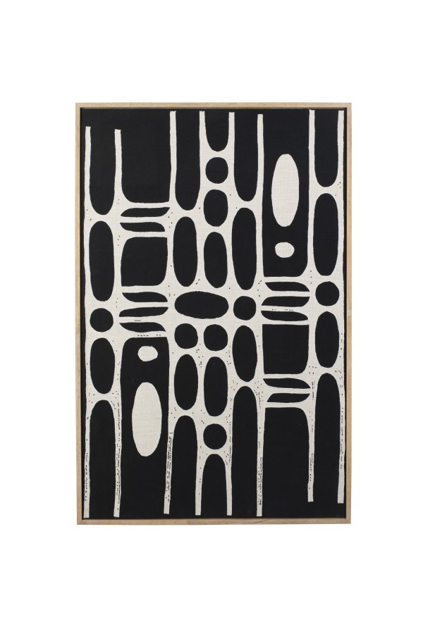 ZUIVER Halo-bilde, rektangulrt - hvit/svart bomull og naturlig mangotre (104x68)