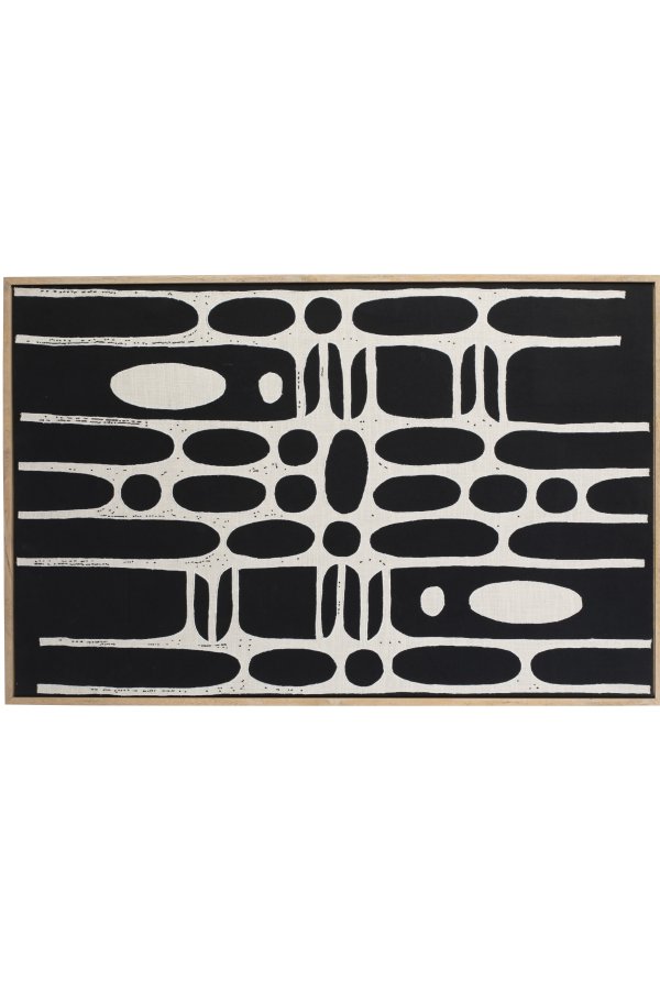 ZUIVER Halo-bilde, rektangulrt - hvit/svart bomull og naturlig mangotre (104x68)