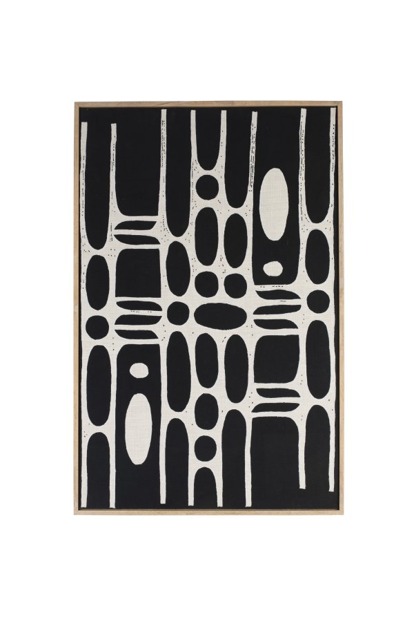 ZUIVER Halo-bilde, rektangulrt - hvit/svart bomull og naturlig mangotre (104x68)