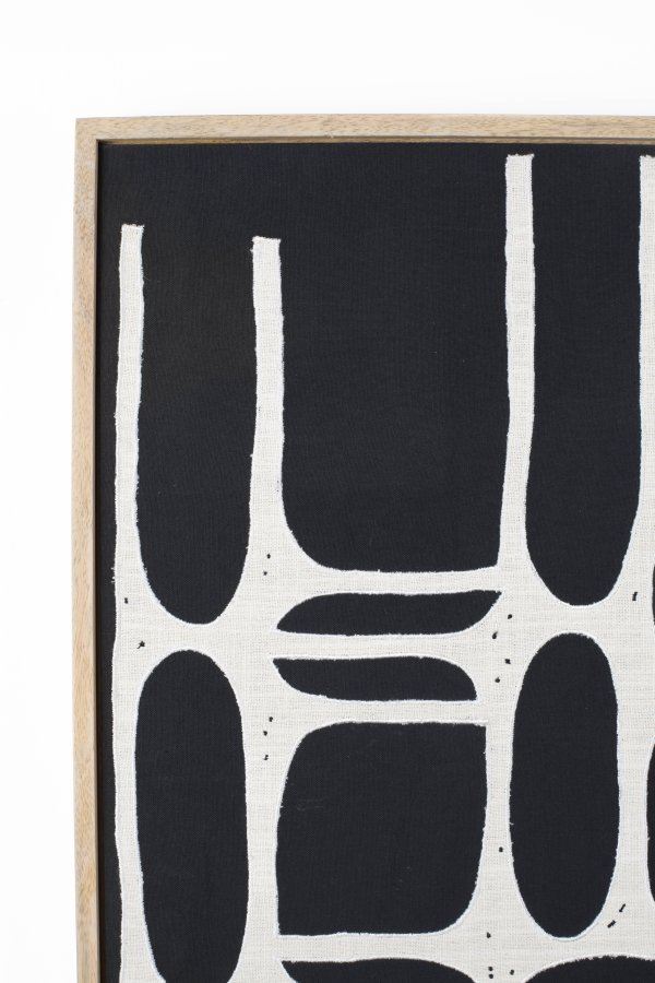 ZUIVER Halo-bilde, rektangulrt - hvit/svart bomull og naturlig mangotre (104x68)